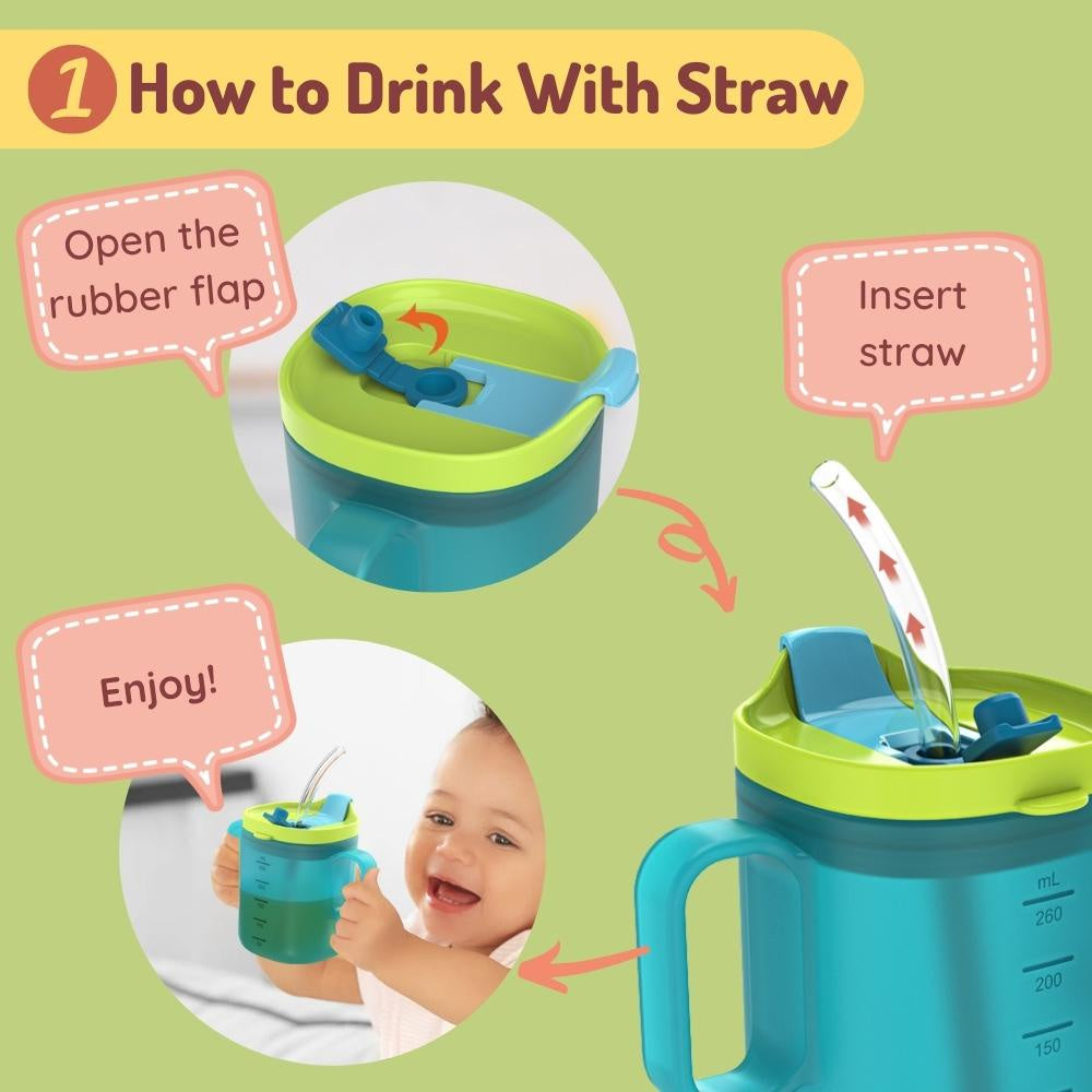 Baby Toddler Plastic Training Cup 260ml for Milk Water Sippy Cup Drinking Mug With Straw