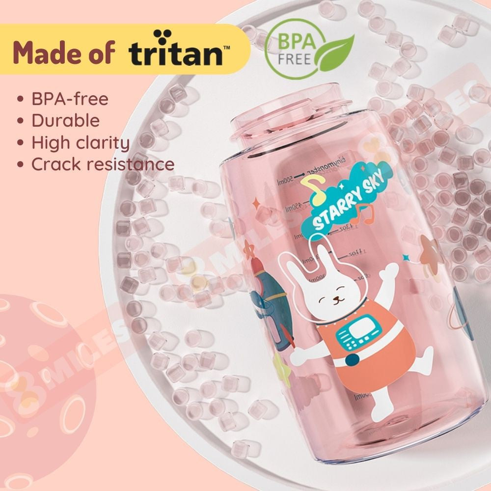 [Free Carrier Bag] Kids Water Bottle 570ml Straw Or Direct Drink Or 2-in-1 BPA-Free Tritan Children Upstyle Space