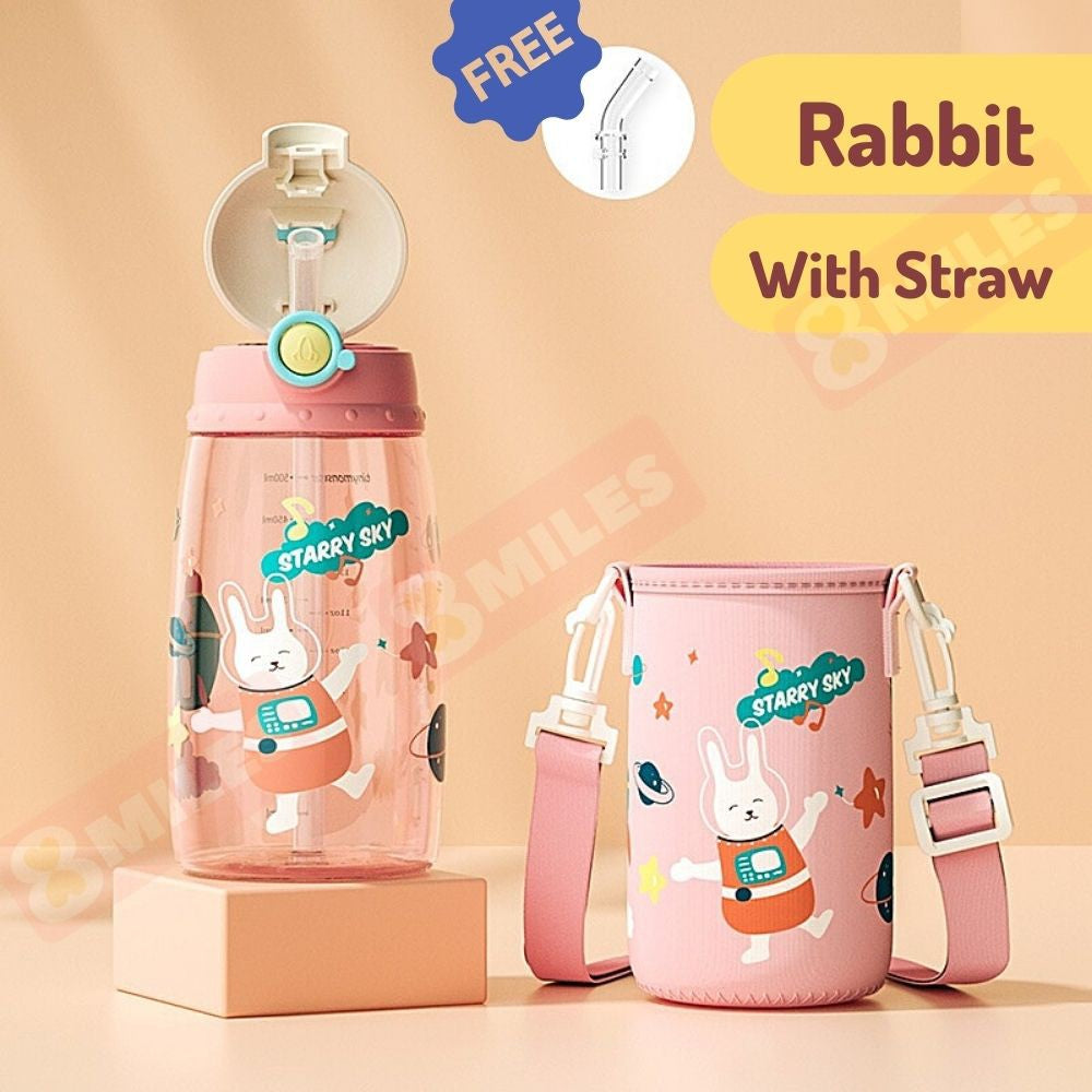 [Free Carrier Bag] Kids Water Bottle 570ml Straw Or Direct Drink Or 2-in-1 BPA-Free Tritan Children Upstyle Space