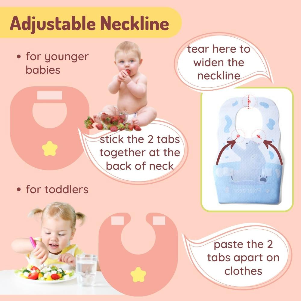 Disposable Bib 10pcs Pack Baby Toddler Waterproof Mealtime Outings Holiday