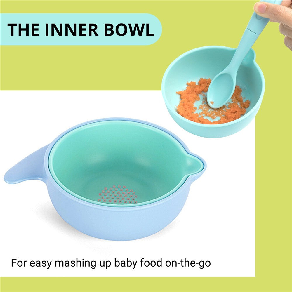 Hogokids Baby Feeding Bowl Set With Lid Spoon Stackable Grinding Bowl Toddler Kids Tableware BPA-Free Plastic