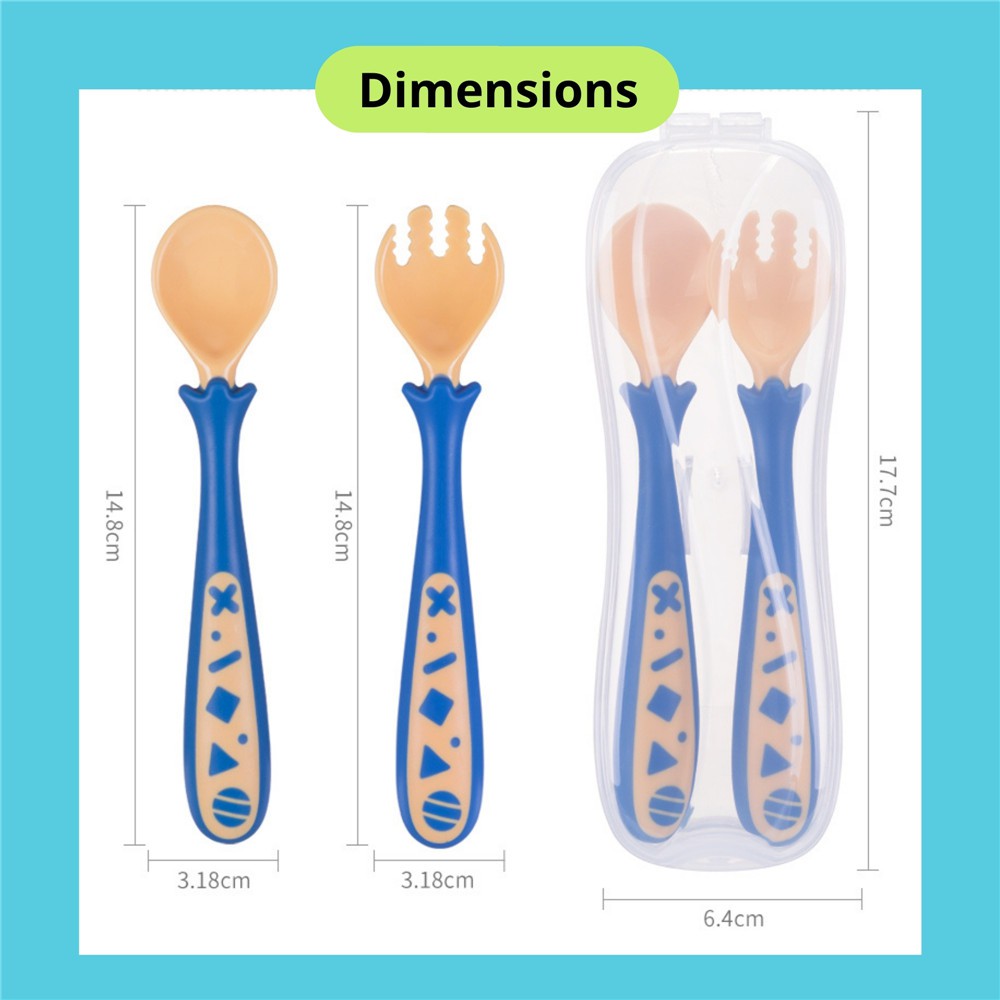 [Free Travel Case] Hogokids Baby Toddler Bendable Fork Spoon Set Kids Cutlery Utensils Portable Self Feeding Training