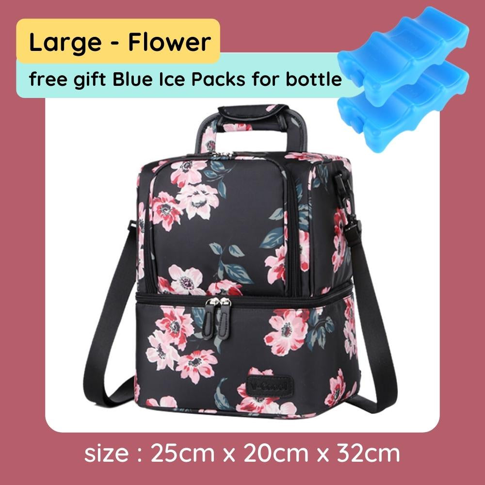 [Free 2x Ice Packs] V-Coool Insulated Cooler Bag For Breastmilk Baby Food Waterproof Backpack Breast milk Breastfeeding