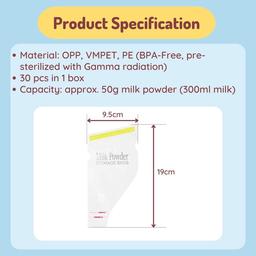 V-Coool Milk Powder Storage Bag 30pcs Disposable Baby Formula Bag Travel Portable