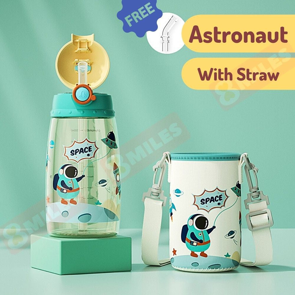 [Free Carrier Bag] Kids Water Bottle 570ml Straw Or Direct Drink Or 2-in-1 BPA-Free Tritan Children Upstyle Space