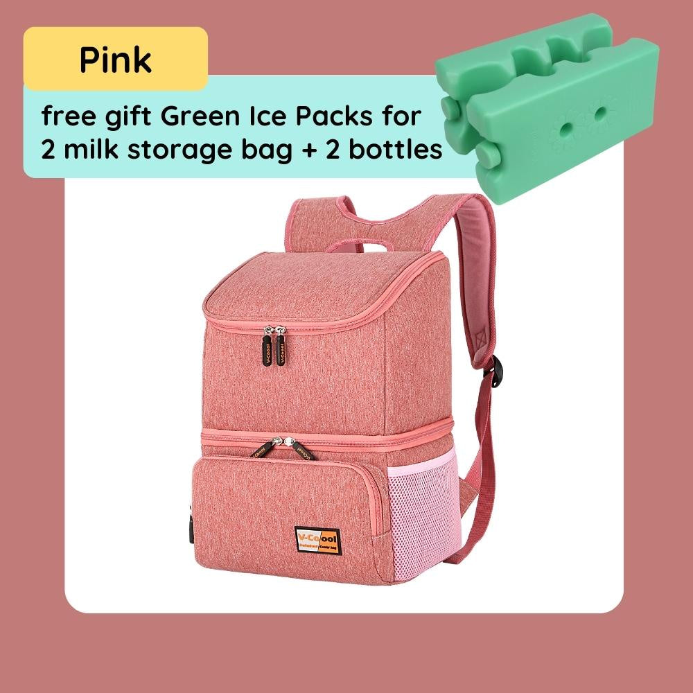 [Free 2x Ice Packs] V-Coool Insulated Cooler Bag Backpack Mummy Bag For Breastmilk Waterproof Large Capacity  Travel