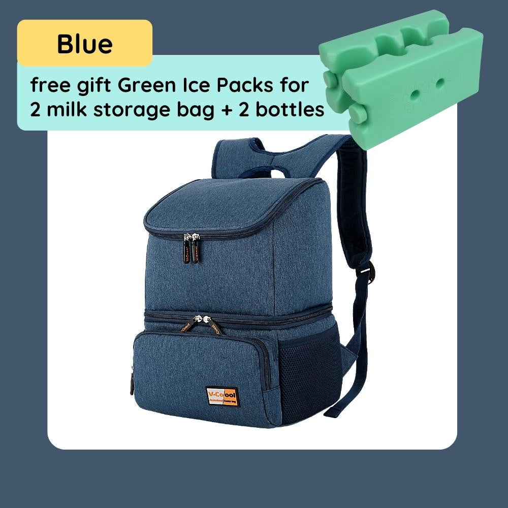 [Free 2x Ice Packs] V-Coool Insulated Cooler Bag Backpack Mummy Bag For Breastmilk Waterproof Large Capacity  Travel