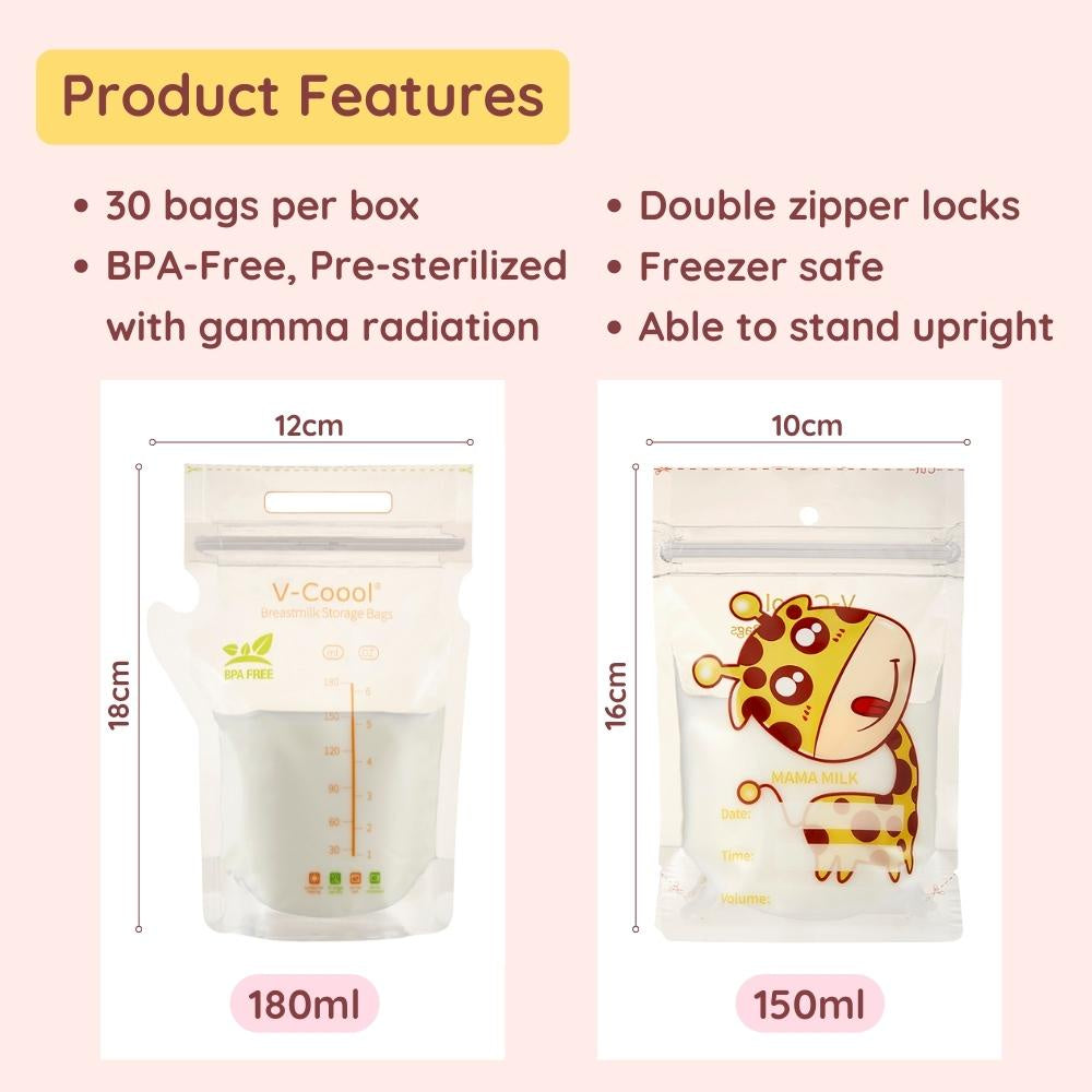 V-Coool Breast Milk Storage Bag 180ml 150ml Disposable