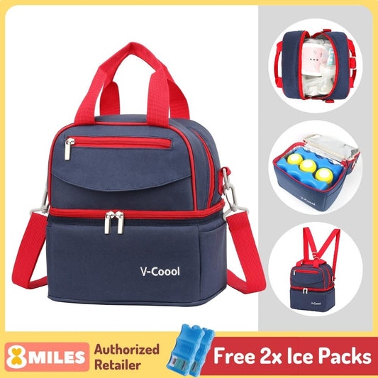 [Free 2x Ice Packs] V-Coool Breastmilk Cooler Bag Shoulder Bag Backpack Insulated Keep Cold Breastfeeding
