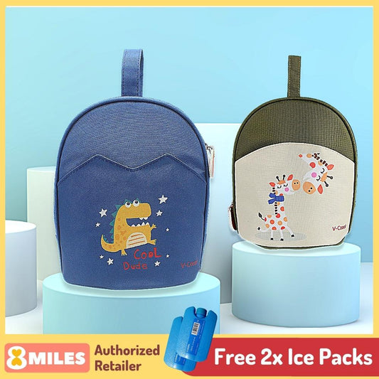 [Free 2x Ice Packs] V-Coool Milk Bottle Bag Cooler Bag Lunch Box Portable For School Keep Warm and Cold by 8miles