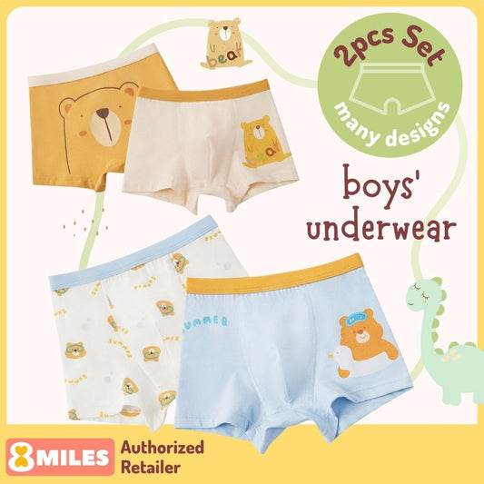 [2pc box set] Kids Boys Cotton Underwear Trunk Toddler Children Niduo Bear Soft Grade A
