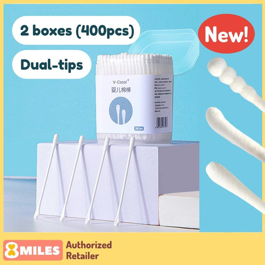 2 box bundle of 400 pieces baby cotton swab with dual tips