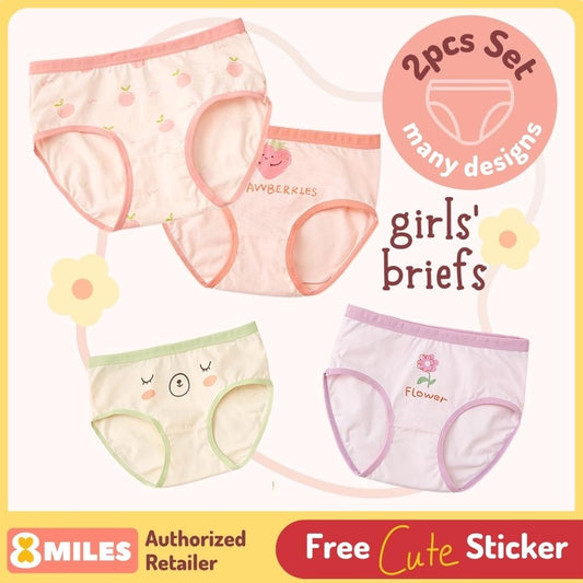 [2pc box set] Kids Girls Cotton Briefs Underwear Panties Toddler Niduo Bear Soft Grade A