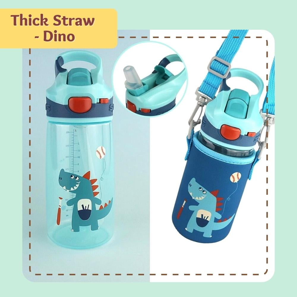 [Free Carrier Bag] Kids Water Bottle 400ml BPA-Free Plastic Tritan Thick Straw Without Straw Leakproof Upstyle by 8miles