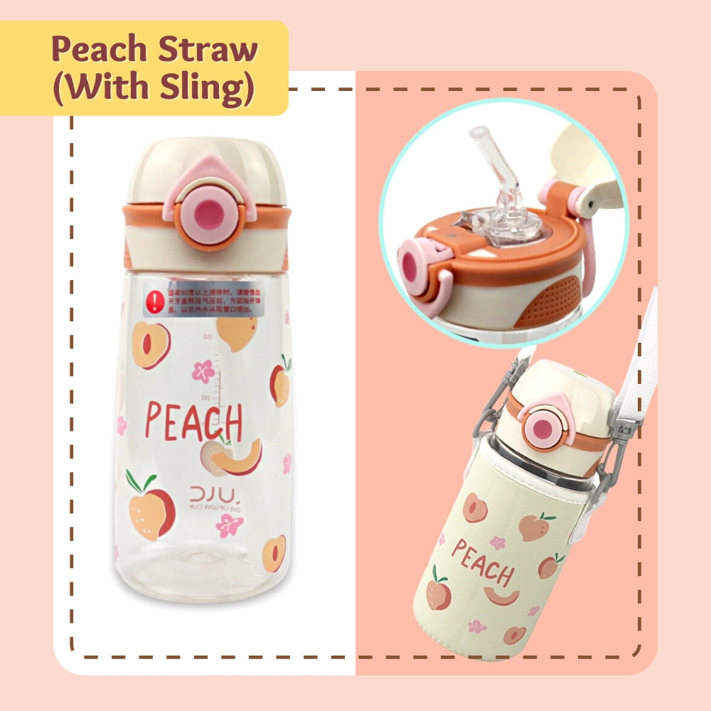 [Free Sponge Brush] Water Bottle Tritan 400ml Straw Direct Drink BPA-Free Upstyle Sports School Kids Children