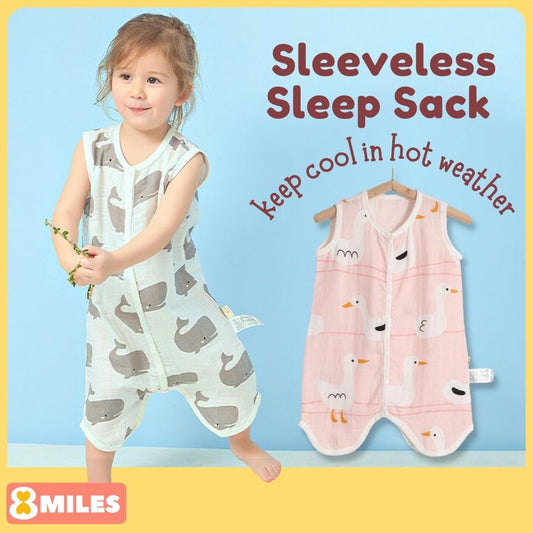 Toddler Kids Sleeveless Sleep Sack Sleep Vest One Piece Jumpsuit Bodysuit Romper Summer Cooling