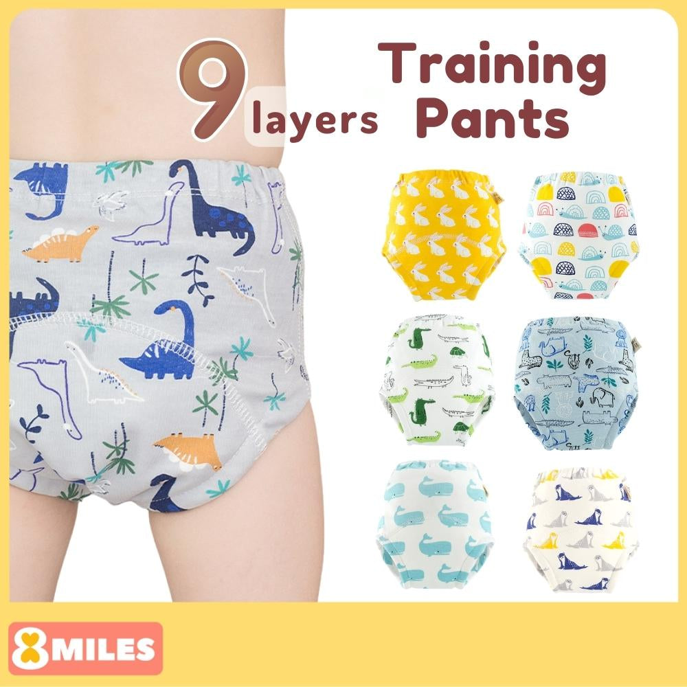 Baby Training Pants 9 Layers Cotton Toddler Potty Toilet Train Absorbent Washable Reusable