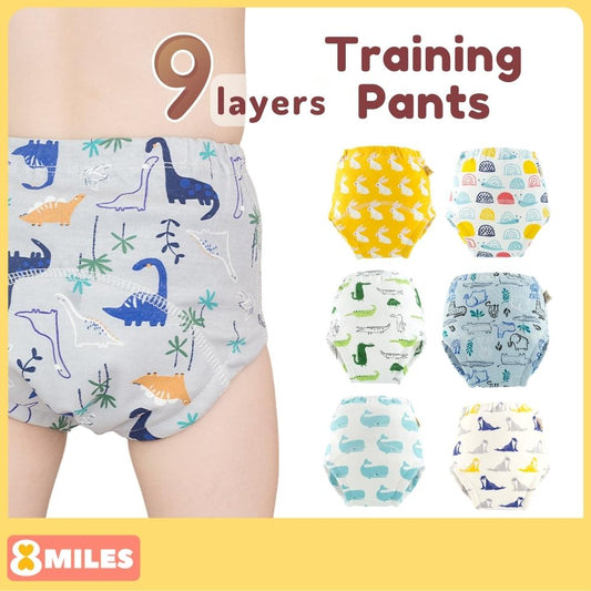 Baby Training Pants 9 Layers Cotton Toddler Potty Toilet Train Absorbent Washable Reusable