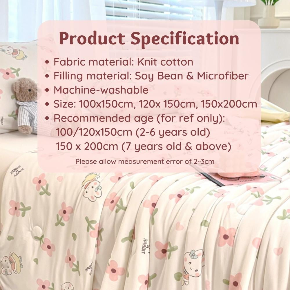 Kid Toddler Baby Blanket Knit Cotton Quilt Microfibre Filling Fluffy Warm Soft Air Conditioned Lightweight