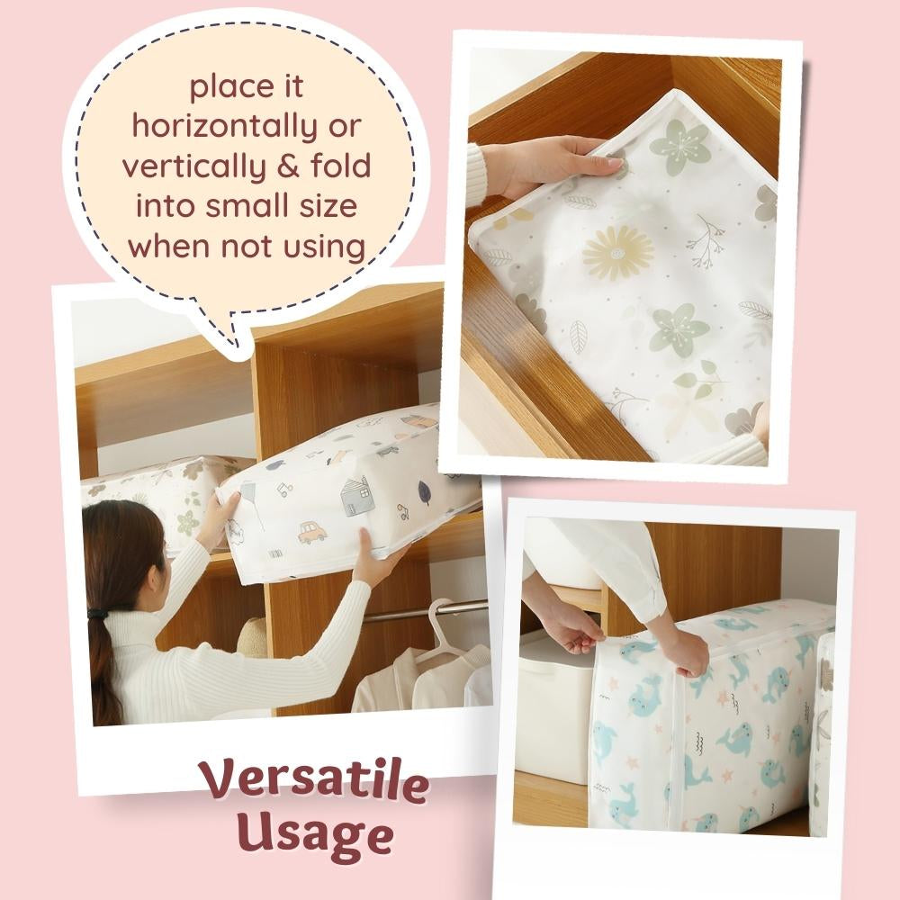 Clothing Blanket Storage Bag Waterproof Translucent Kids Soft Toys Quilt PEVA Plastic Foldable Washable