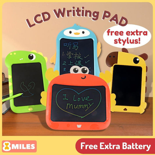 [Free Extra Stylus] Kids LCD Writing Pad Drawing Tablet Colourful Early Learning Electronic Drawing Board Study Portable