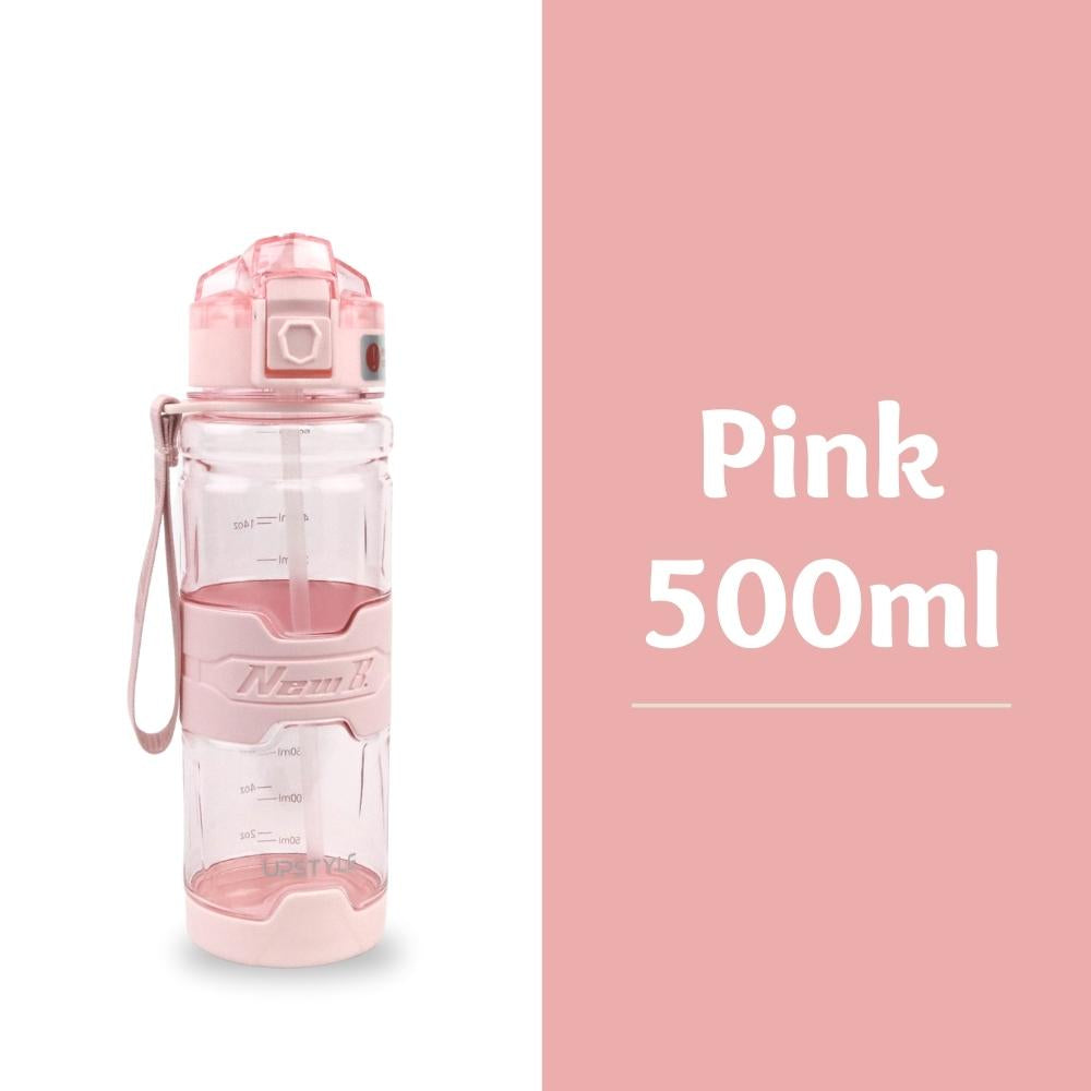 [Free Straw] Sports Water Bottle With Straw 500ml BPA-Free Tritan Plastic Upstyle