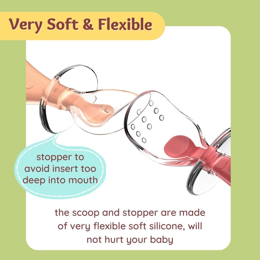 [Set of 2pcs] Baby Silicone Spoon Feeding Soft Flexible Self Feed Training