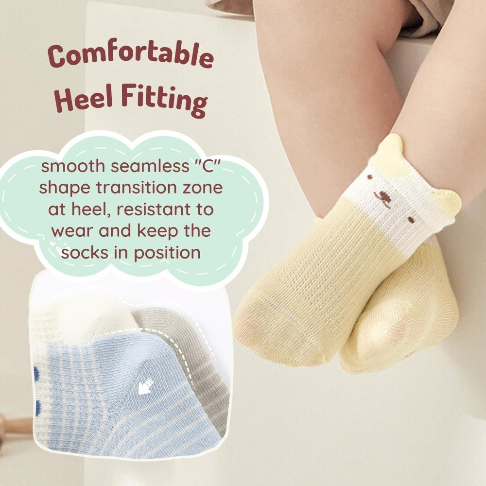 [3 or 4 pairs box set] Baby Socks Newborn to 6mth Girls Boys Infant Cotton Breathable Thin Summer Quarter Crew Socks