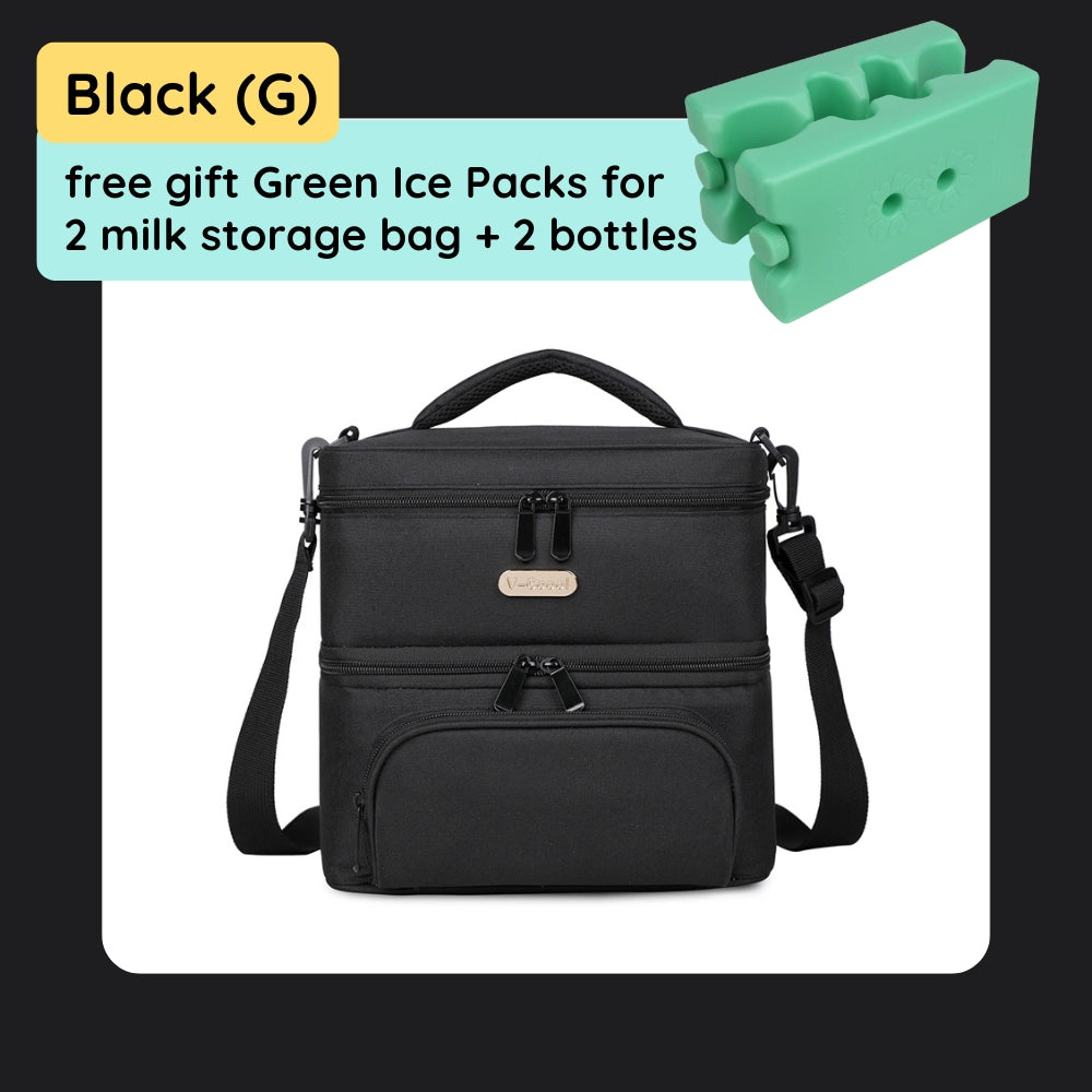 [Free 2x Ice Packs] V-Coool Insulated Cooler Bag For Breastmilk Handsfree Wearable Pump 2 Layers Breast Milk